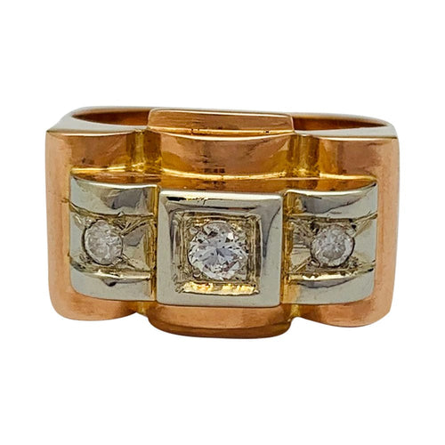 Bague 54 Bague tank or rose, blanc et diamants. 58 Facettes 31896