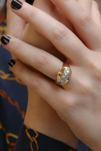 Bague Bague tank Art Déco en or jaune et diamants 58 Facettes J27