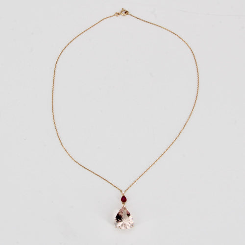 Collier Collier diamant rubis morganite sur or jaune 58 Facettes 21-723