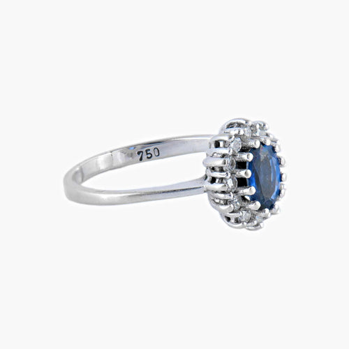 Bague Saphirs / Or Blanc / 48 BAGUE Marguerite « FLEUR » OR & SAPHIR 58 Facettes BO/220062