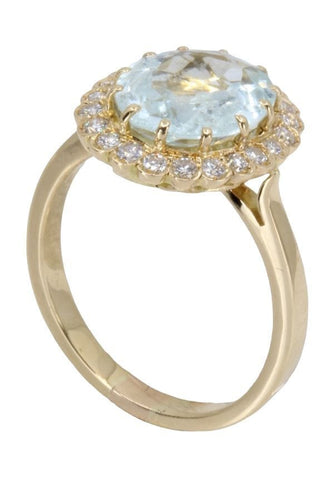Bague 56 BAGUE MARGUERITE AIGUE-MARINE ET DIAMANTS 58 Facettes 058791