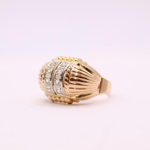 Bague Bague Tank or jaune et pierres blanches 58 Facettes