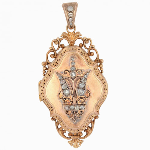 Pendentif Pendentif ancien or rose diamants ouvrant 58 Facettes 22-098