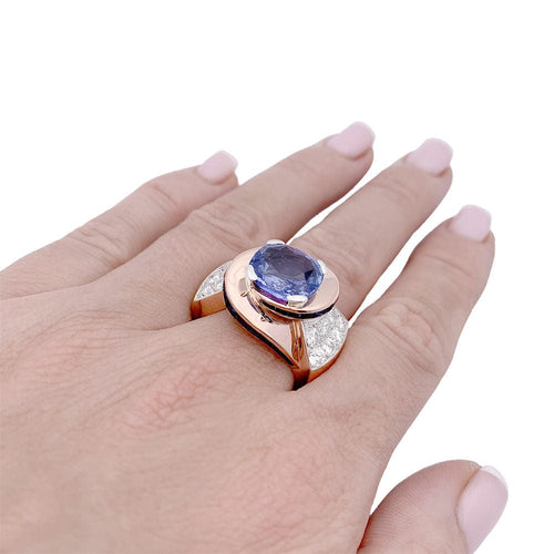 Bague 60 Bague Tank or rose, diamants, saphirs. 58 Facettes 33460