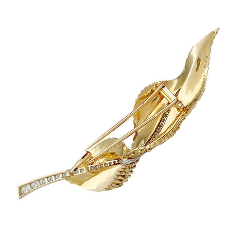 Broche Broche Hermès, "Plume", or jaune, platine, diamants. 58 Facettes 32105