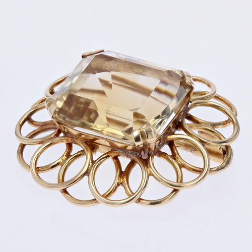 Broche Broche vintage fleur d'or et citrine 58 Facettes 22-446B