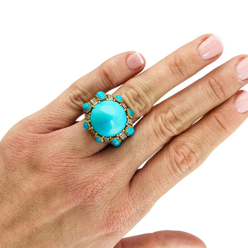 Boucles d'oreilles Parure Cartier Paris, turquoises et diamants. 58 Facettes 30646/30347