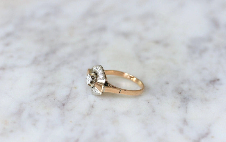 Bague Bague Art Déco deux ors et diamants 58 Facettes