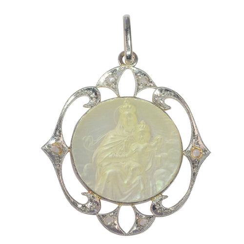 Pendentif Médaille Art Déco diamants Marie et l'enfant Jésus 58 Facettes 23191-0419