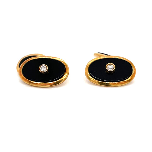 Boutons de manchette Boutons de manchette Leo Pizzo Onyx Diamants 58 Facettes