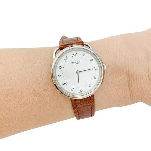 Montre Montre Hermès, "Arceau", acier, cuir. 58 Facettes 31974