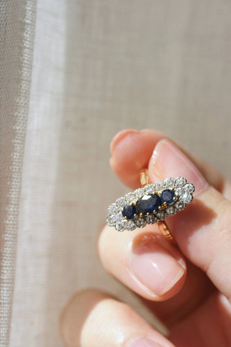 Bague Bague Marquise Vintage diamants et saphirs 58 Facettes