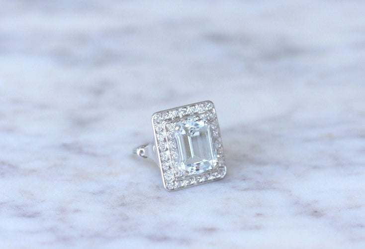 Bague Bague Art Déco aigue-marine et diamants 58 Facettes