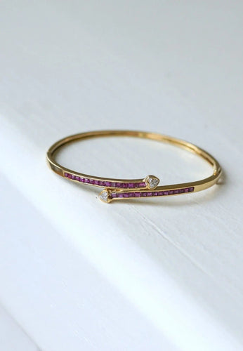 Bracelet Bracelet Jonc coeur croisé rubis 58 Facettes