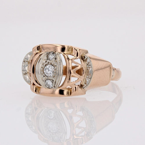 Bague 53 Bague vintage ajourée or rose diamants 58 Facettes 15-399B