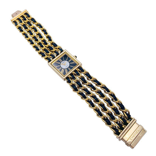 Montre Montre Chanel, "Mademoiselle", or jaune, cuir. 58 Facettes 32185