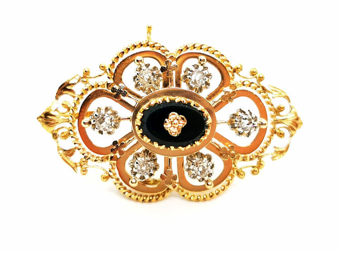Broche Broche Art déco Or jaune Onyx 58 Facettes 1599613CN