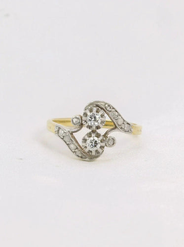 Bague 52 Bague Art-Nouveau 2 Ors Diamants 58 Facettes J189