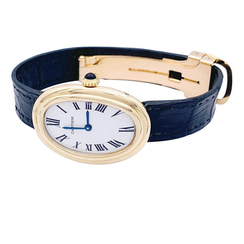 Montre Montre Cartier, "Baignoire", or jaune, cuir. 58 Facettes 33301