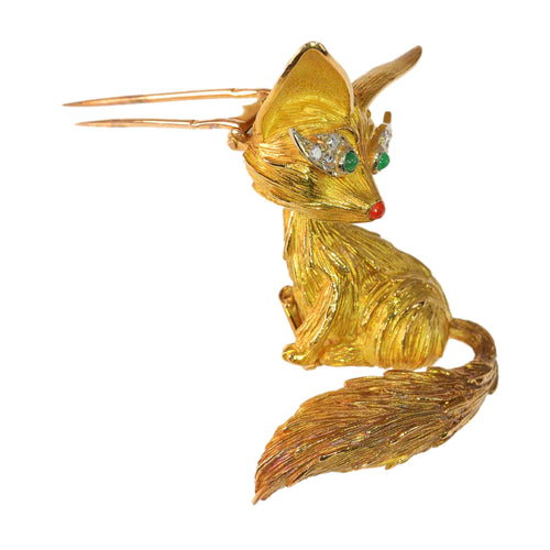 Broche Broche française renard des années 1950 en or : Un trésor vintage 58 Facettes 23338-0270