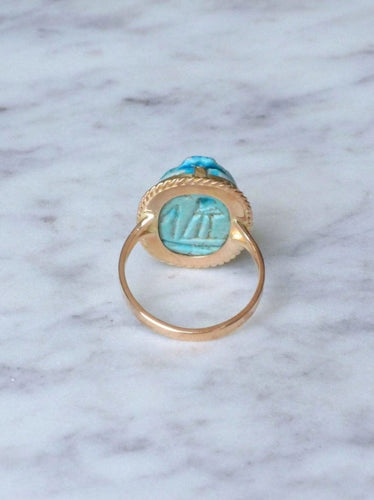 Bague Scarabée or jaune et stéatite 58 Facettes