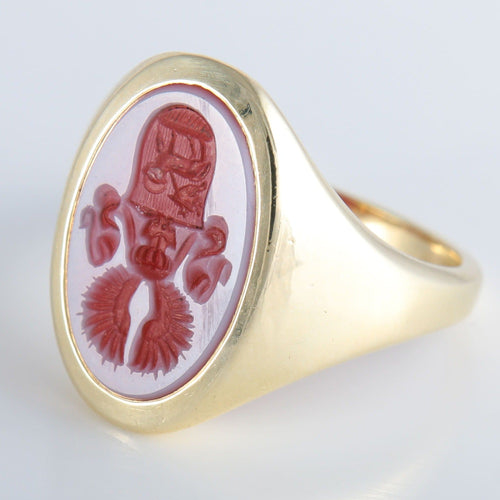 Bague 56 Bague Chevalière Cornaline gravée 58 Facettes 432.2