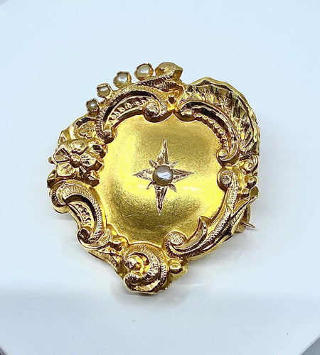 Broche Broche Or Perles fines, Napoléon III 58 Facettes AB210