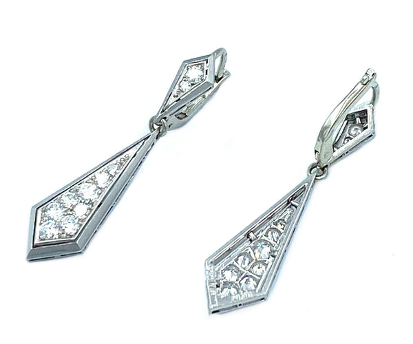 Boucles d'oreilles Boucles d’oreilles Art Déco platine et diamants 58 Facettes