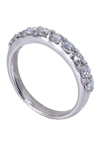 Bague 55 Demi alliance Or blanc Diamants 58 Facettes 079981