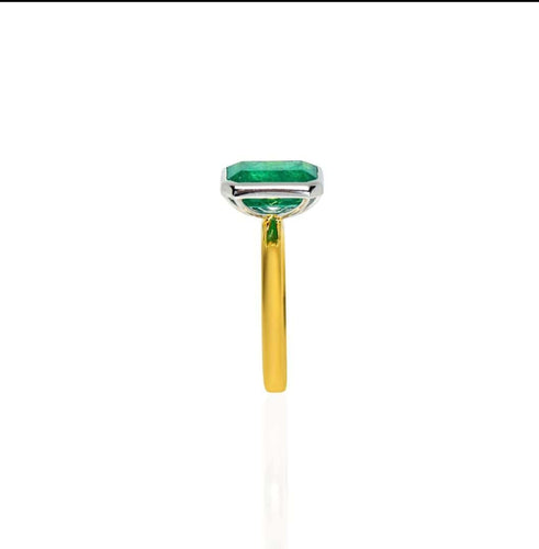 Bague Bague émeraude or jaune & blanc 58 Facettes