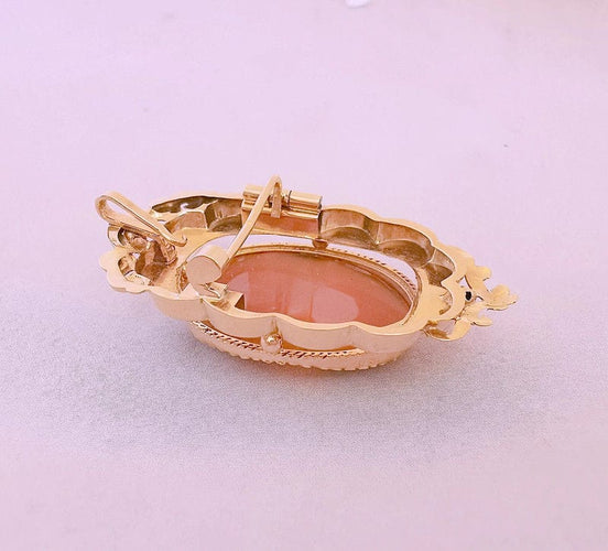 Pendentif Pendentif/Broche Camée sur Agate Or Rose 58 Facettes AA 1463