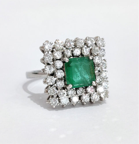 Bague 56 Bague or blanc émeraude diamants 58 Facettes 1-918/1