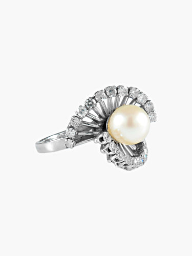 Bague 55 Bague platine perle & diamants 58 Facettes 367