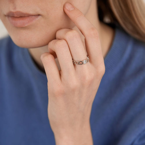 Bague 54 DINH VAN - Bague motifs carrés Diamants 58 Facettes