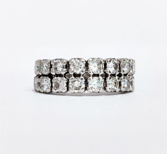 Bague 56 Bague diamants double rangs 58 Facettes 1-920/2