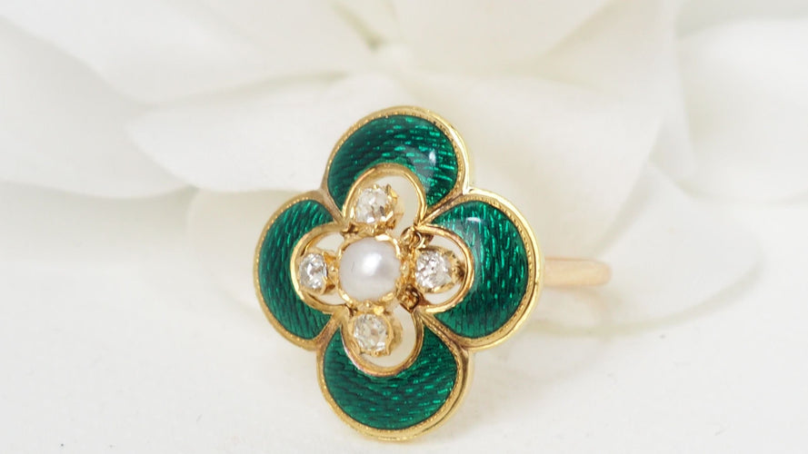 Bague 62 Bague ancienne perle et diamants 58 Facettes 32359