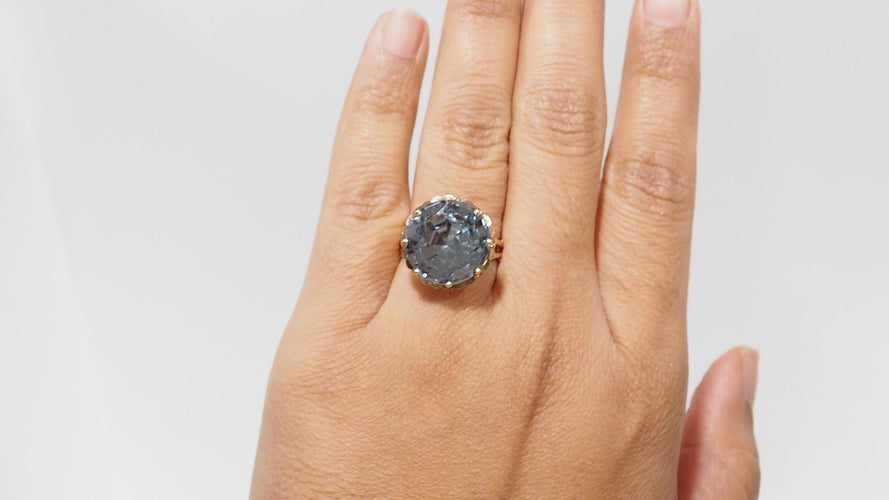 Bague 56 Bague vintage en or rose et topaze bleue 58 Facettes 32331