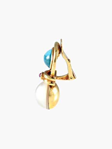 Boucles d'oreilles Boucles d'oreilles Clips Topazes Rubis Perles 58 Facettes