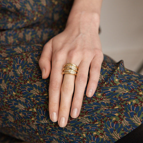 Bague 51 OJ PERRIN - Bague Large double ligne Diamants 58 Facettes