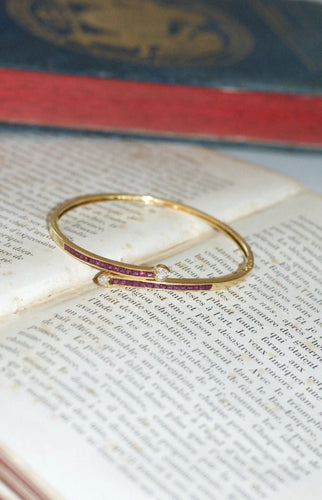 Bracelet Bracelet Jonc coeur croisé rubis 58 Facettes