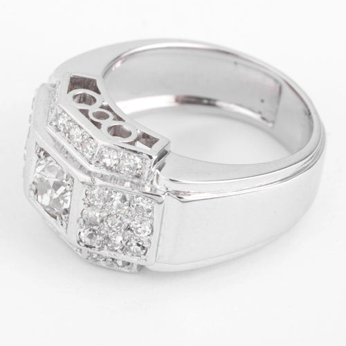 Bague Bague en platine et diamants à gradins 58 Facettes 1