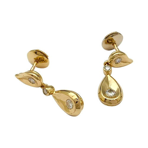 Boucles d'oreilles Boucles d'oreilles vintage Cartier, or jaune, diamants. 58 Facettes 31868