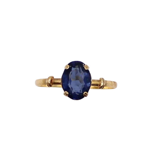 Bague Bague Belle époque or jaune verre bleu ovale 58 Facettes