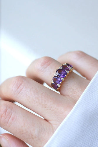 Bague Bague jarretière améthystes et diamants 58 Facettes