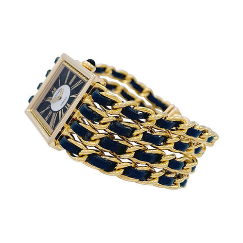 Montre Montre Chanel, "Mademoiselle", or jaune, cuir. 58 Facettes 32185