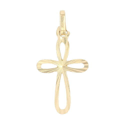 Pendentif Croix striée en or jaune 58 Facettes 13-273