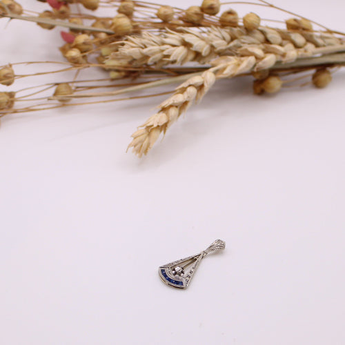 Pendentif Pendentif Art Déco motif pendule diamants et saphirs 58 Facettes