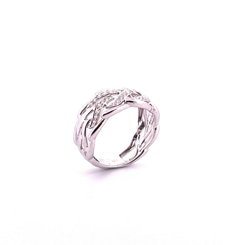 Bague Bague ajourée en or blanc, diamants 58 Facettes