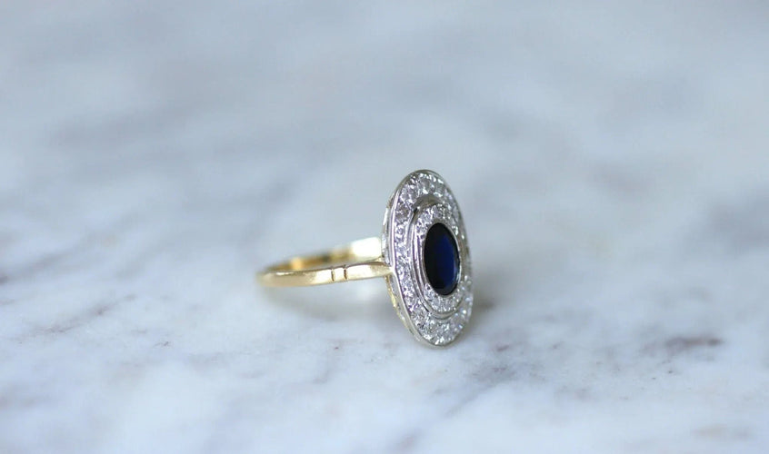 Bague Bague marquise saphir diamants 58 Facettes