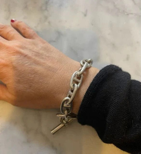 Bracelet Bracelet Hèrmes, maille chaine d'ancre en argent 58 Facettes